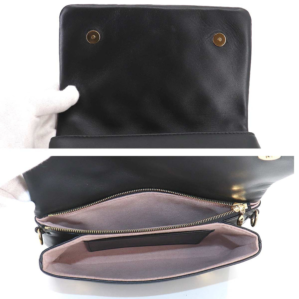 Louis Vuitton Pochette Coussin 2way Shoulder Clutch Bag Leather Noir