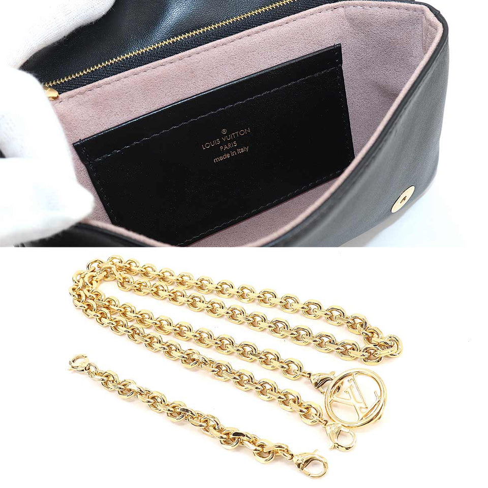 Louis Vuitton Pochette Coussin 2way Shoulder Clutch Bag Leather Noir