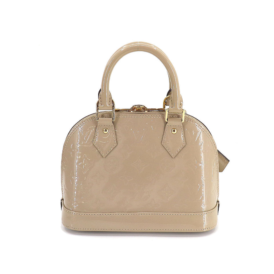 Louis Vuitton Vernis Alma BB 2way Hand Shoulder Bag Leather Dune