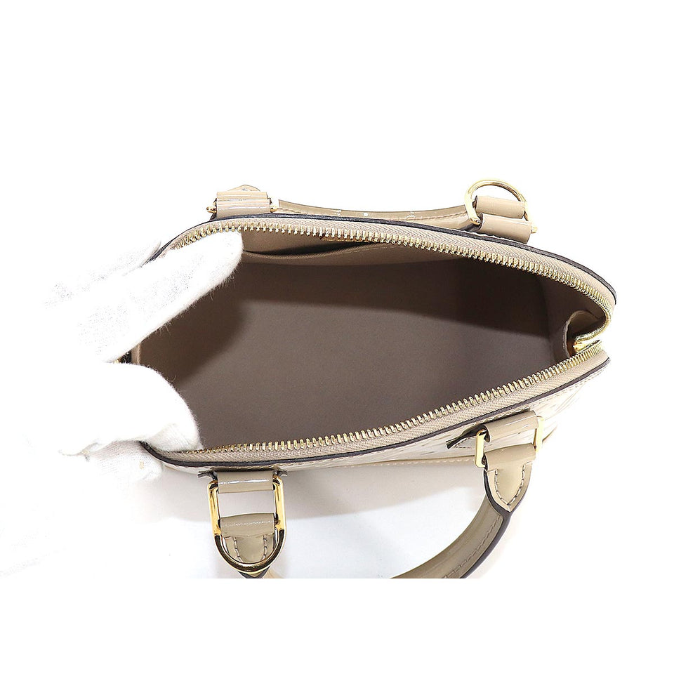Louis Vuitton Vernis Alma BB 2way Hand Shoulder Bag Leather Dune