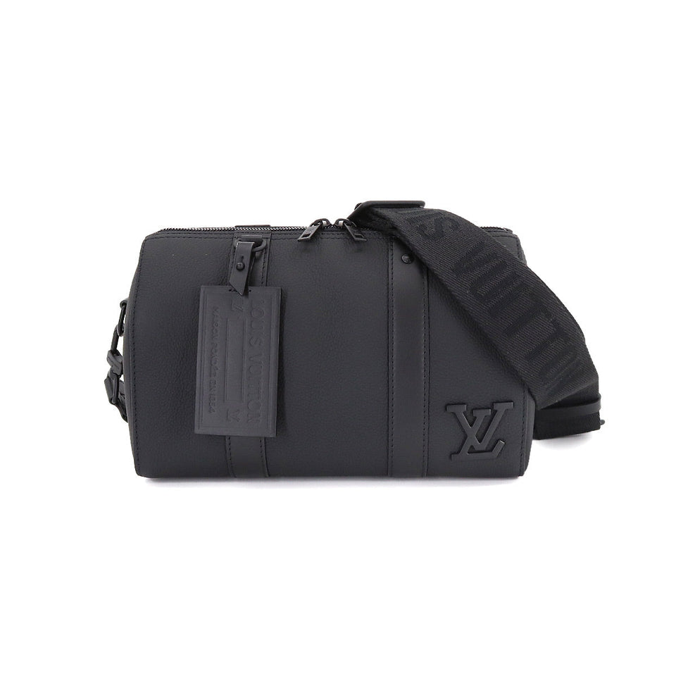 Louis Vuitton City Keepall Shoulder Bag Leather Black