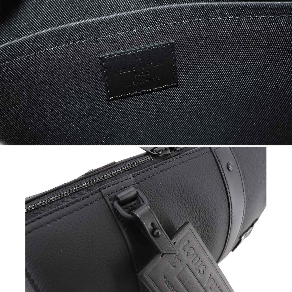 Louis Vuitton City Keepall Shoulder Bag Leather Black