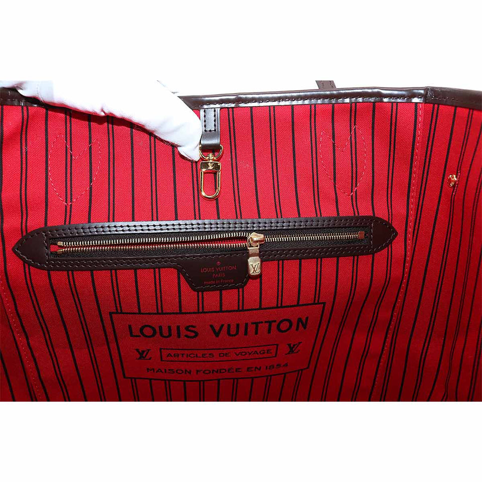 Louis Vuitton Damier Neverfull MM Tote Bag Ebene Cerise Brown