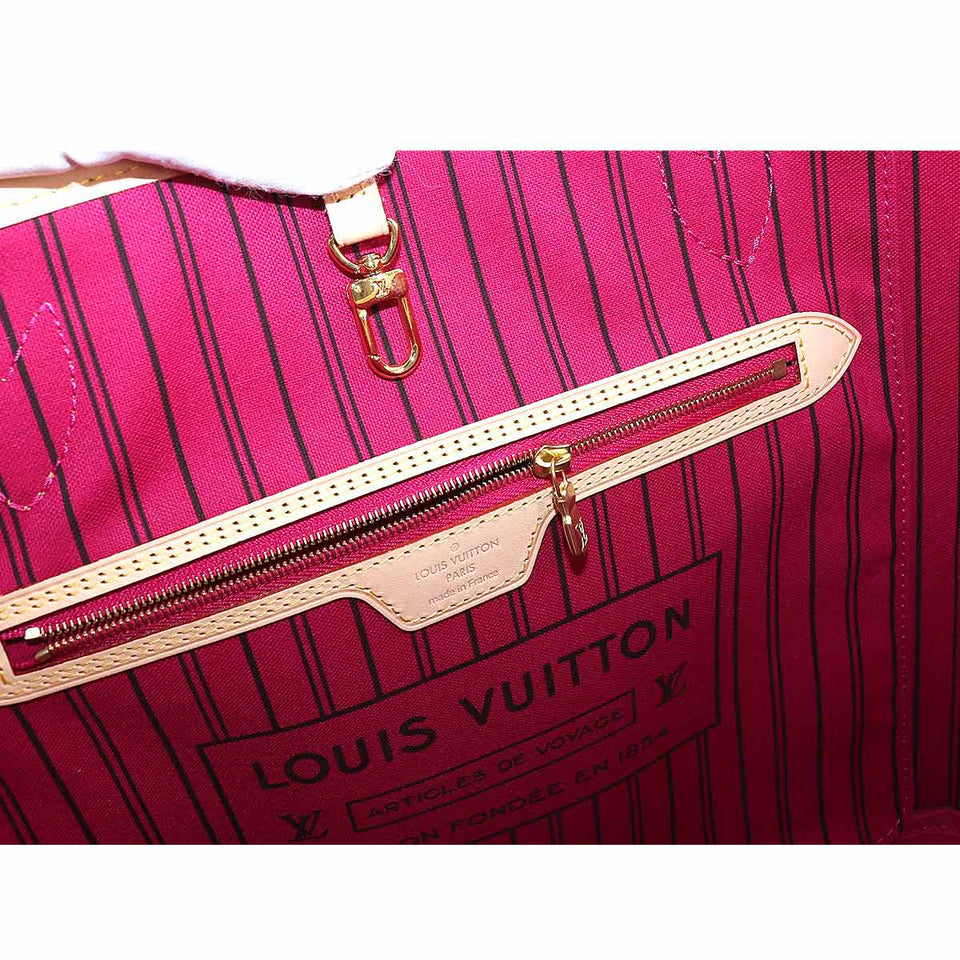 Louis Vuitton Monogram Neverfull MM Tote Bag Brown Pivoine