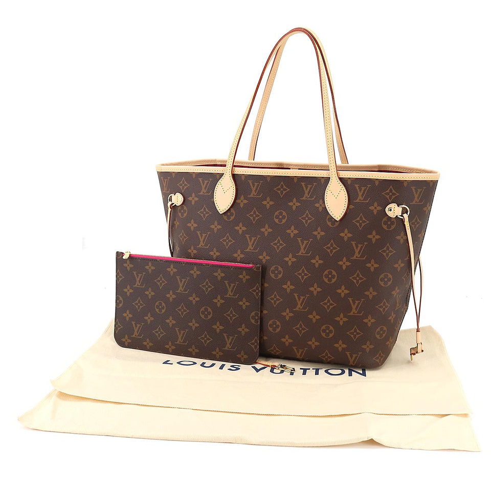 Louis Vuitton Monogram Neverfull MM Tote Bag Brown Pivoine