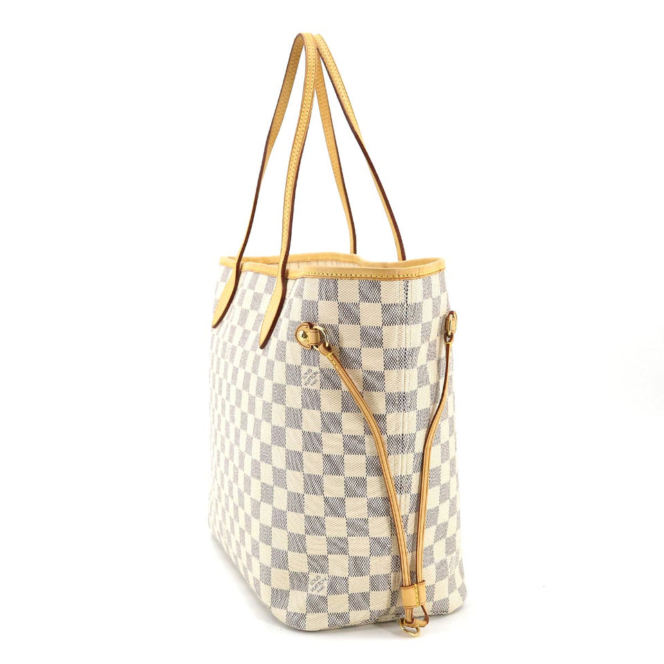 Louis Vuitton Damier Azur Neverfull MM Tote Bag White