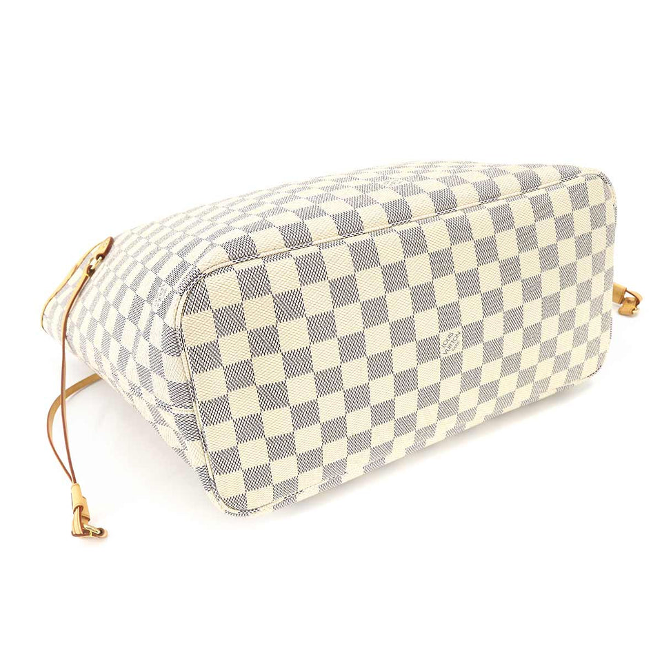 Louis Vuitton Damier Azur Neverfull MM Tote Bag White