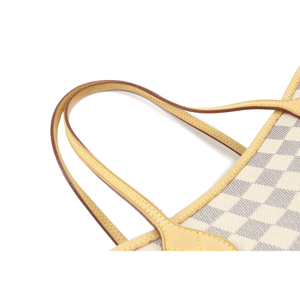 Louis Vuitton Damier Azur Neverfull MM Tote Bag White