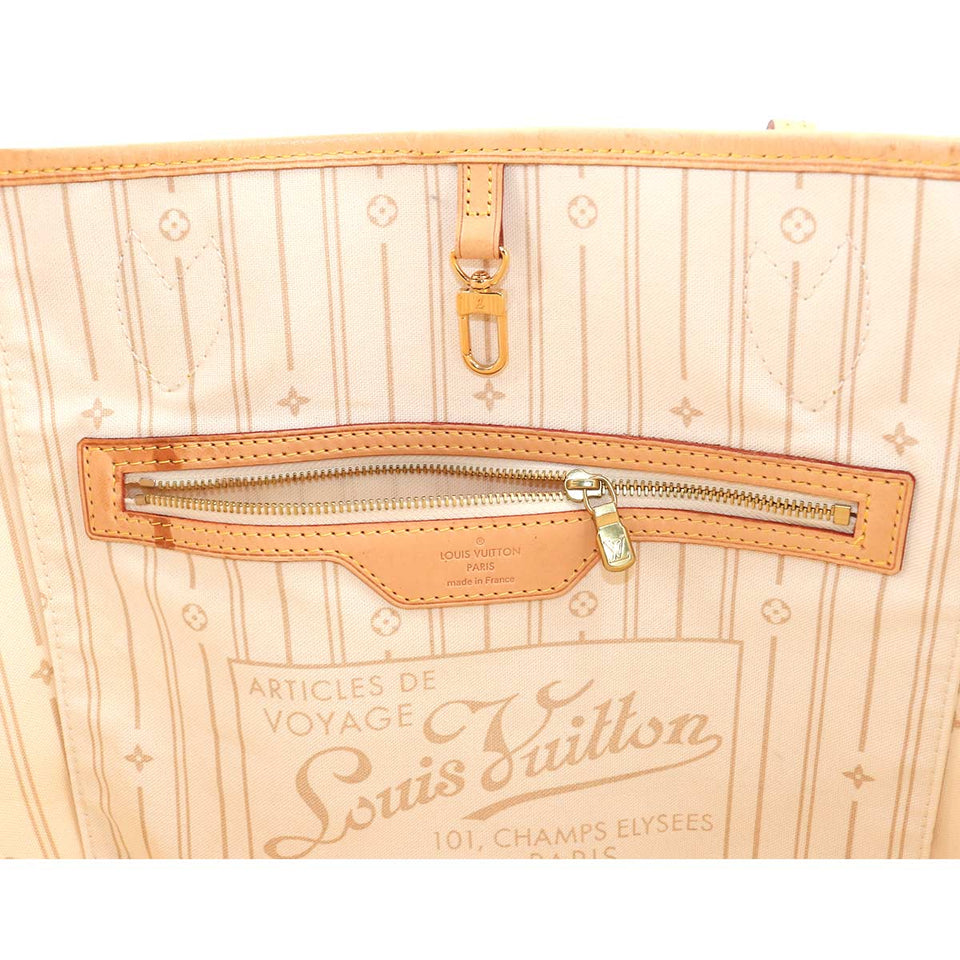 Louis Vuitton Damier Azur Neverfull MM Tote Bag White