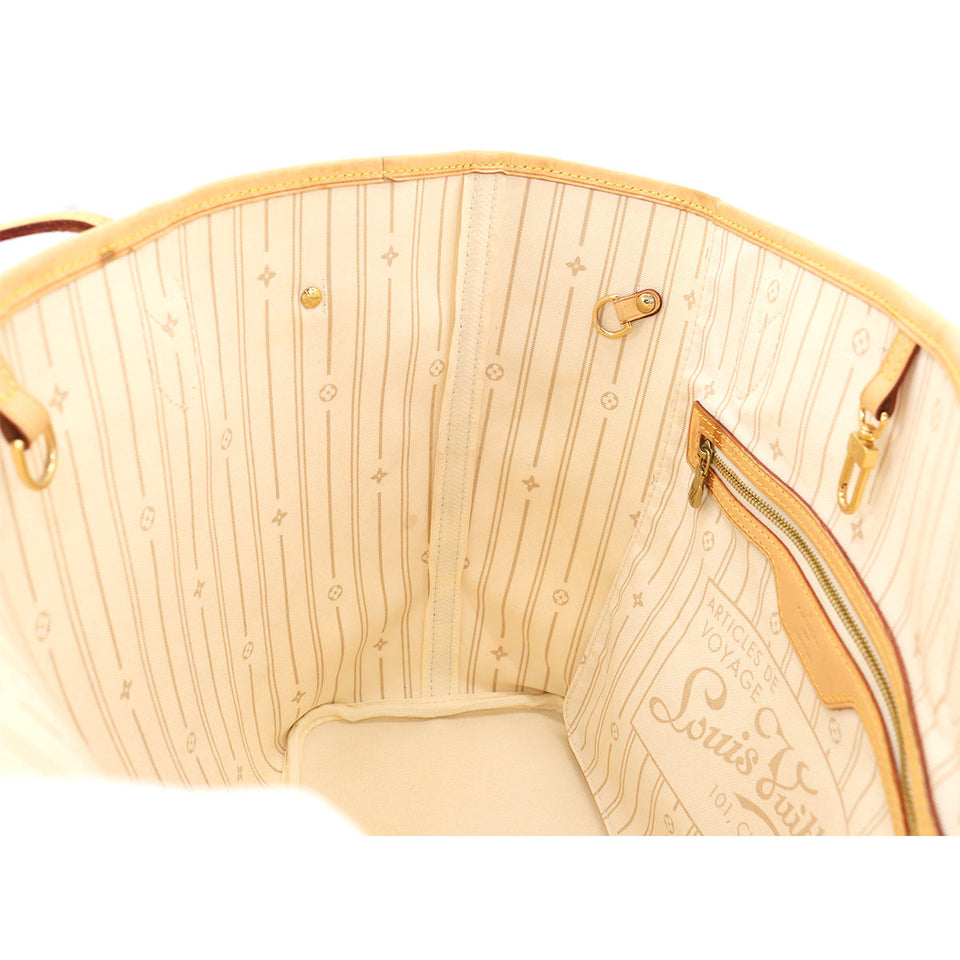 Louis Vuitton Damier Azur Neverfull MM Tote Bag White
