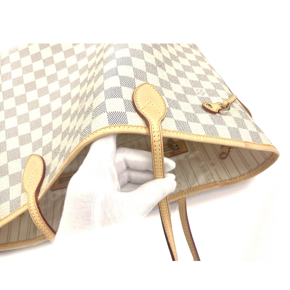 Louis Vuitton Damier Azur Neverfull MM Tote Bag White