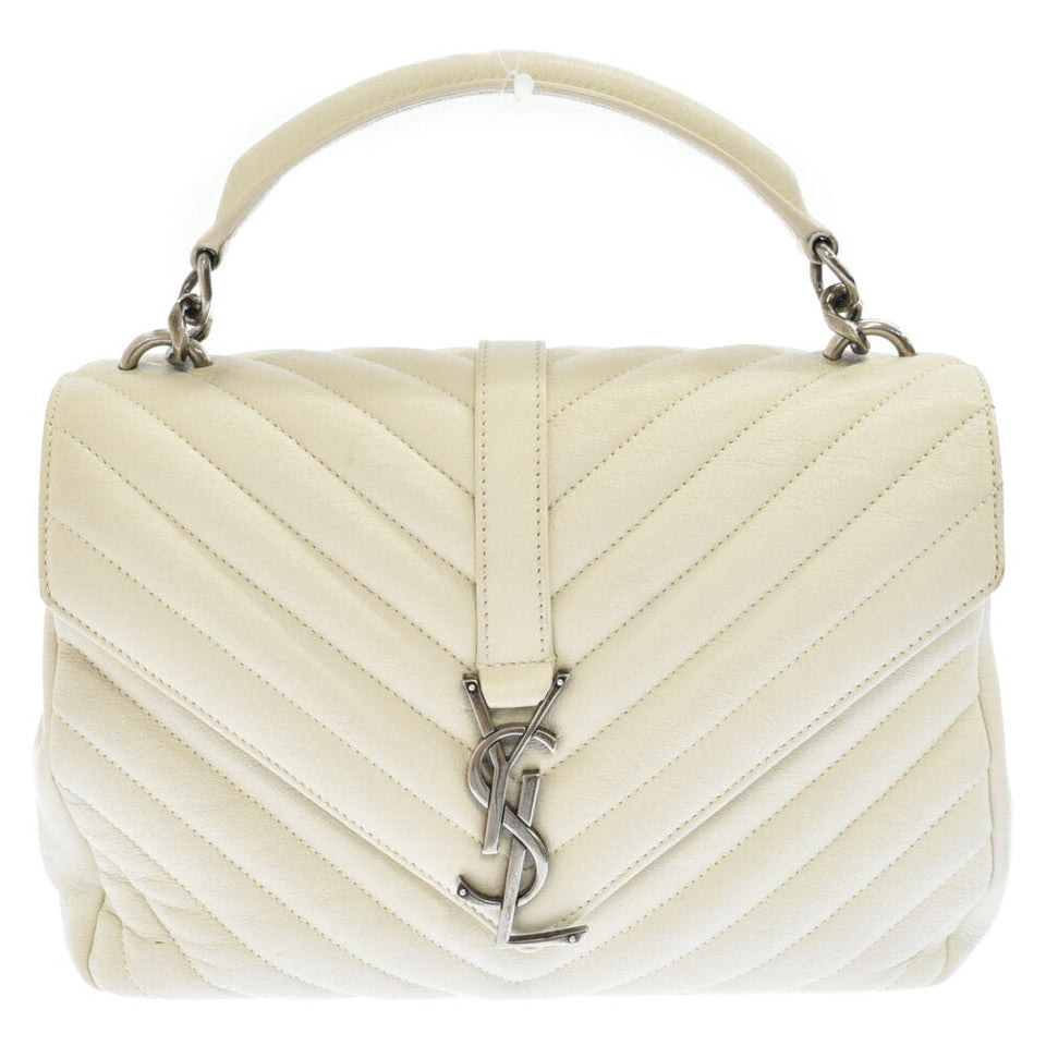 Saint Laurent- Paris Satchel 2way Chain Shoulder Bag White
