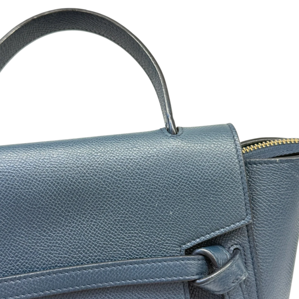 Nano Belt Bag Grained Calfskin Blue GHW