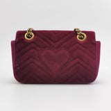 Gucci Marmont Mini Flap Pink Velvet Handbag