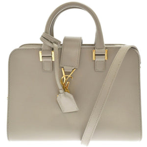Saint Laurent- Paris Cabas Leather Shoulder Handbag Gold Gray