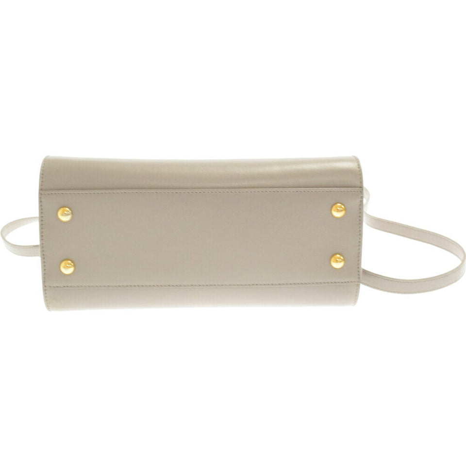 Saint Laurent- Paris Cabas Leather Shoulder Handbag Gold Gray