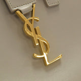 Saint Laurent- Paris Cabas Leather Shoulder Handbag Gold Gray