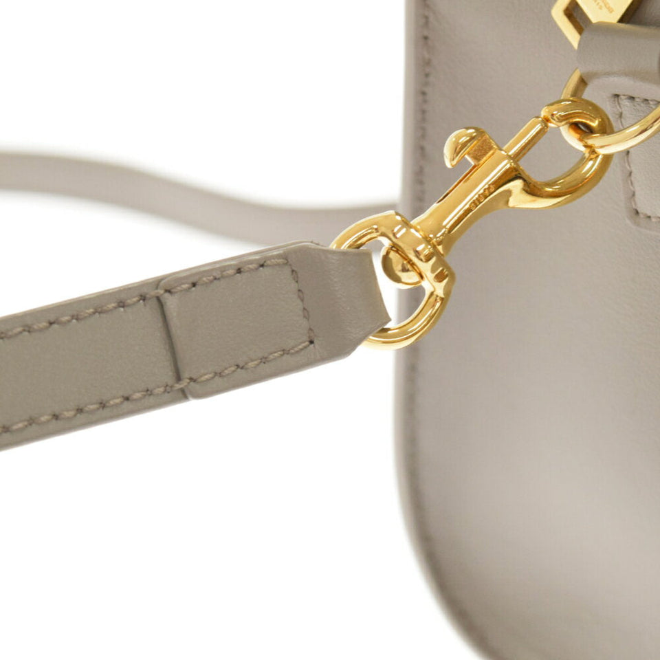 Saint Laurent- Paris Cabas Leather Shoulder Handbag Gold Gray