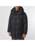 Luxury Burberry Logo Applique Nylon Puffer Coat Black