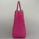 Christian Dior Large Lady Dior Bag with Pink Python Leather and Silver Hardware