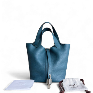 Hermes Picotin 18 - TC Clemence Leather Colvert Blue Palladium Silver Hardware