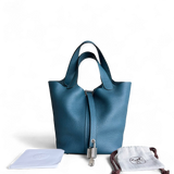 Hermes Picotin 18 - TC Clemence Leather Colvert Blue Palladium Silver Hardware