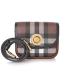 Luxury Burberry Elizabeth Check Leather Small Shoulder Bag Brown