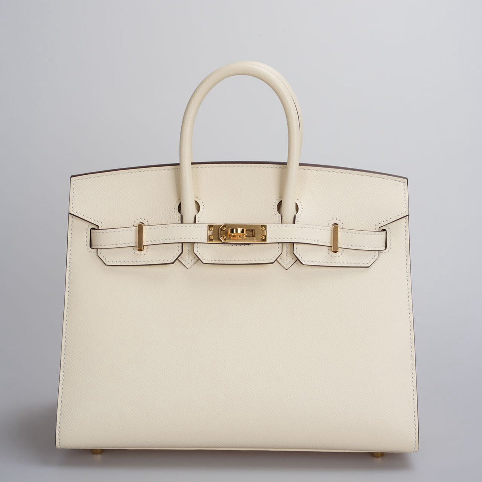 Hermes Birkin 25cm Sellier Bag in Nata Epsom Leather With Gold Hardware From