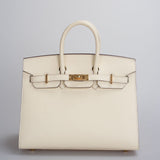 Hermes Birkin 25cm Sellier Bag in Nata Epsom Leather With Gold Hardware From