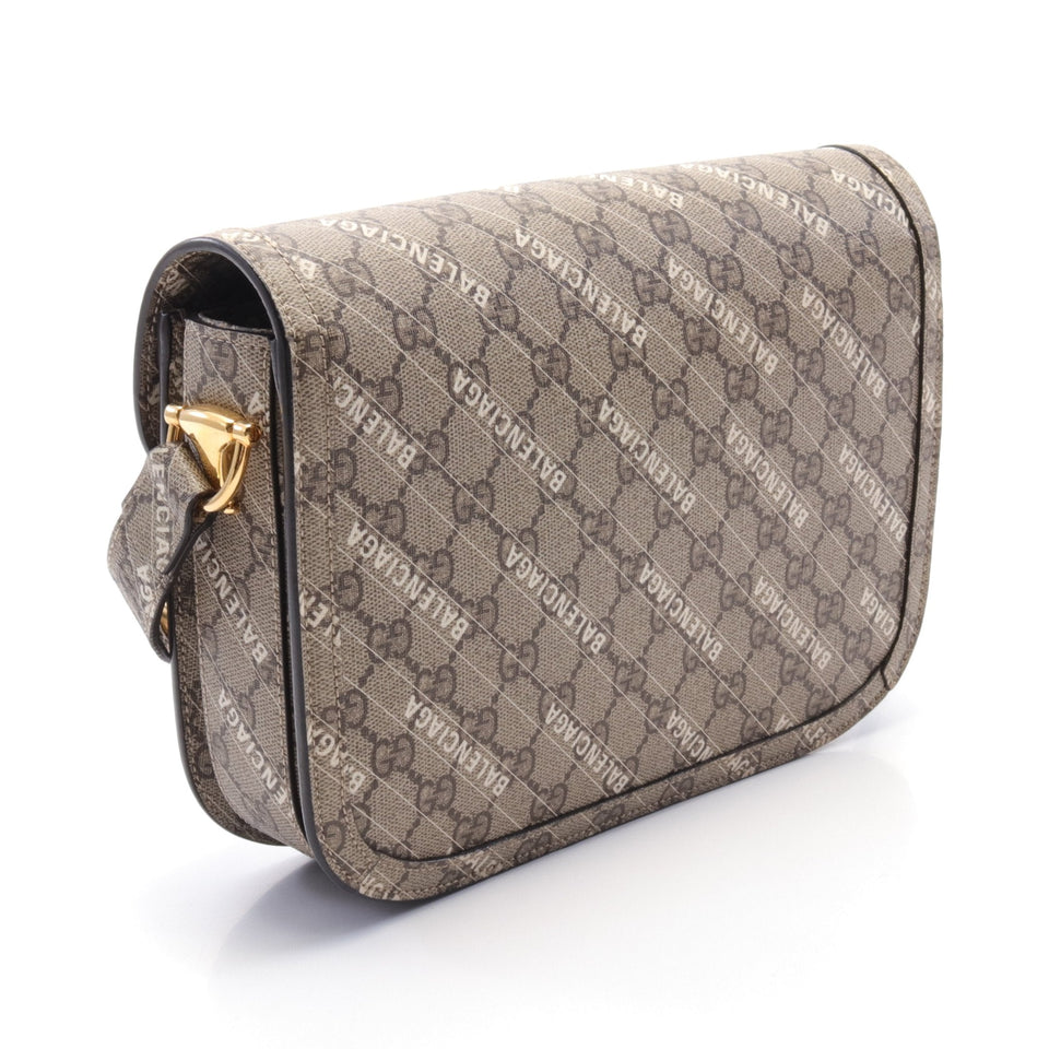 Gucci Gucci * Luxury Balenciaga Trending 2025 Horsebit 1955 Shoulder bag PVC Beige Dark brown White