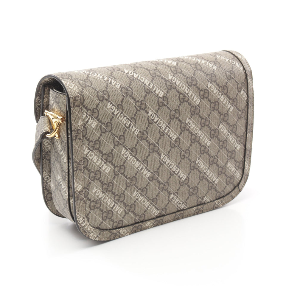 Gucci Gucci * Luxury Balenciaga Trending 2025 Horsebit 1955 Shoulder bag PVC Beige Dark brown White