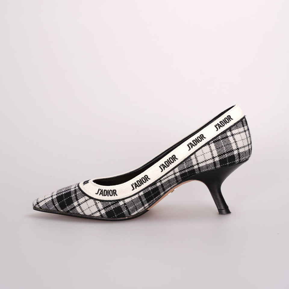 Dior Canvas Ribbon Tartan Print Embroidered J'ADior Pumps