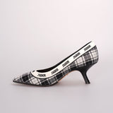 Dior Canvas Ribbon Tartan Print Embroidered J'ADior Pumps