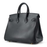Hermes Birkin Black Tadelakt Leather Size 25