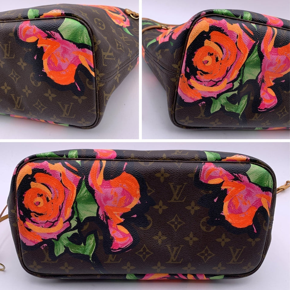 Louis Vuitton Monogram Canvas Steven Spro Roses Neverfull Mm Bag