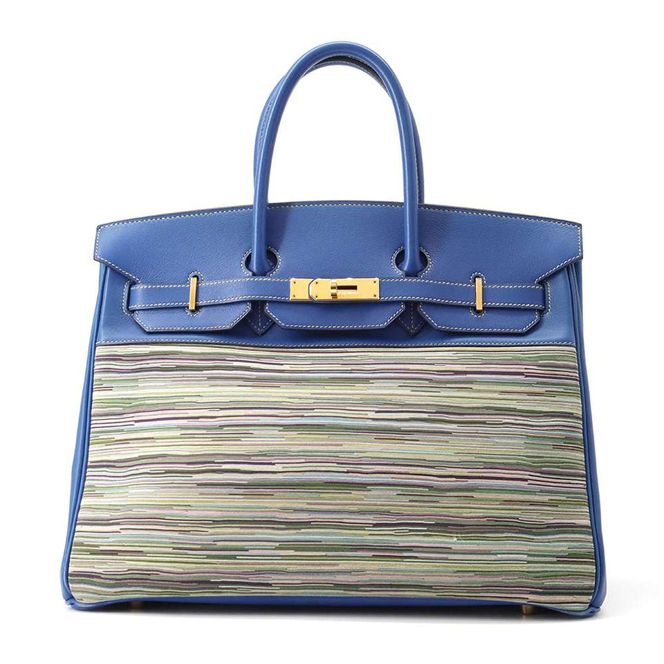 Hermes Birkin Blue france Evercalf Leather Vibrato Size 35