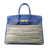 Hermes Birkin Blue france Evercalf Leather Vibrato Size 35