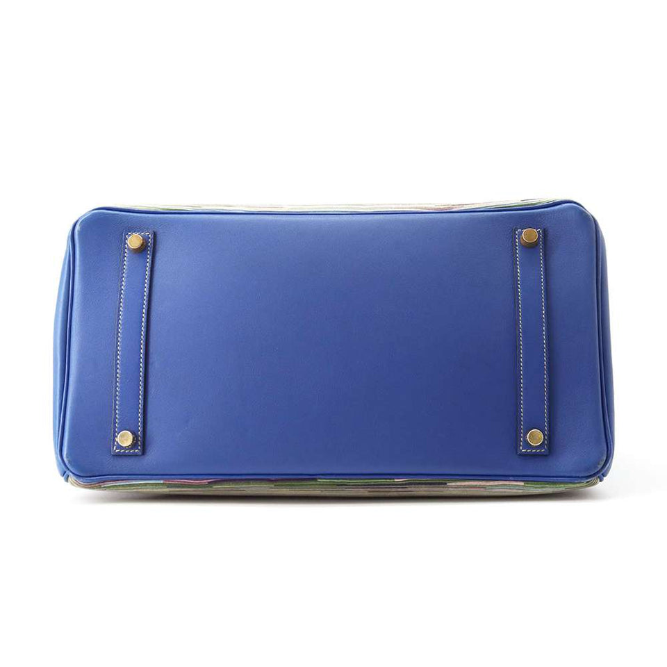 Hermes Birkin Blue france Evercalf Leather Vibrato Size 35