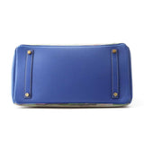 Hermes Birkin Blue france Evercalf Leather Vibrato Size 35