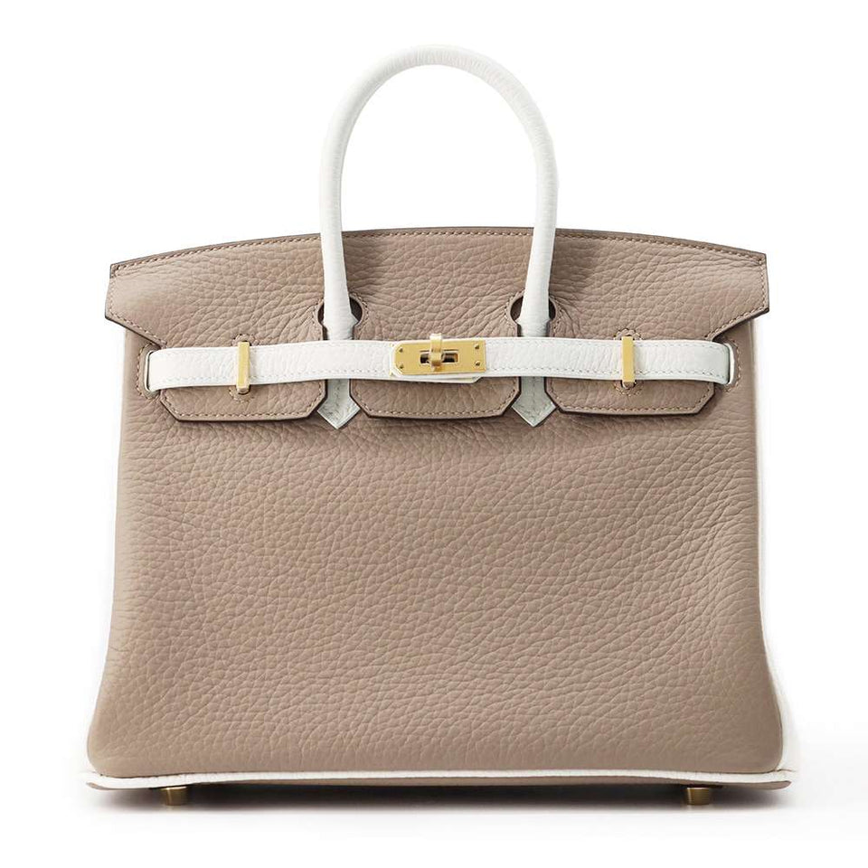 Hermes BirkinSPO Etoupe/ White Taurillon Clemence