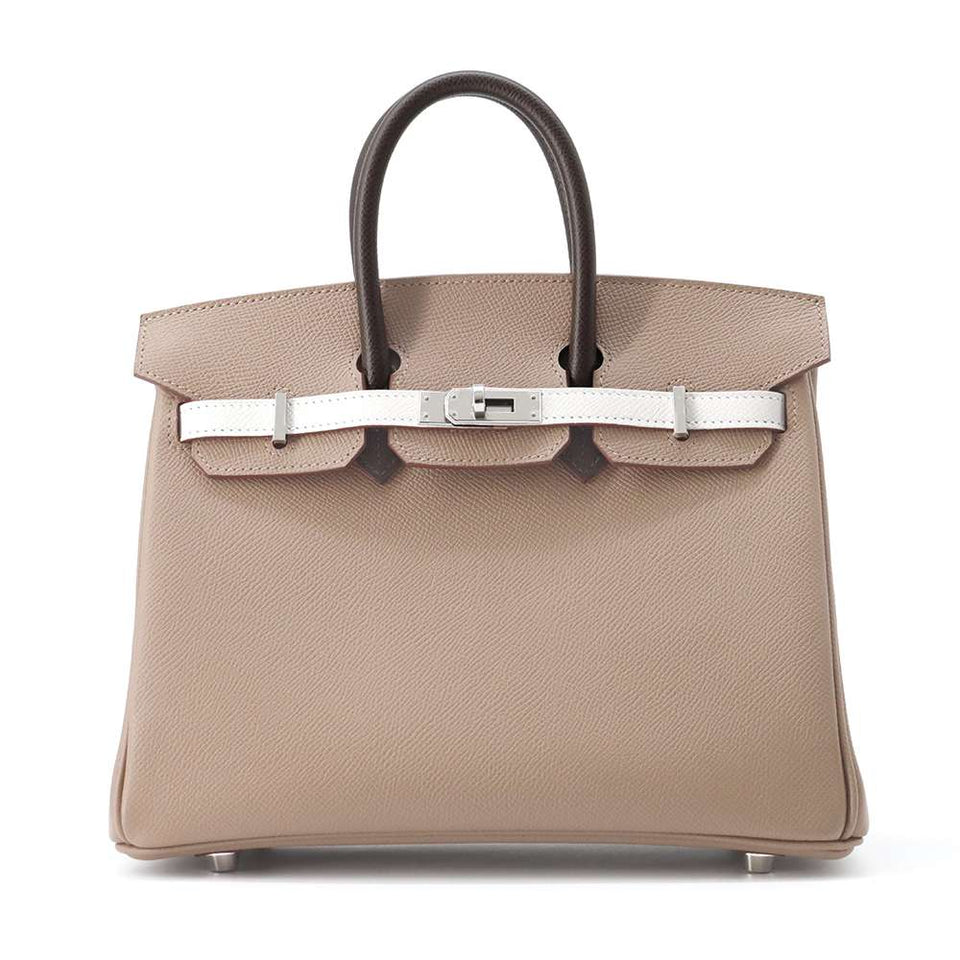Hermes Birkin tricolor Etoupe/ Grease Pail/ Ebene Epsom Size 25