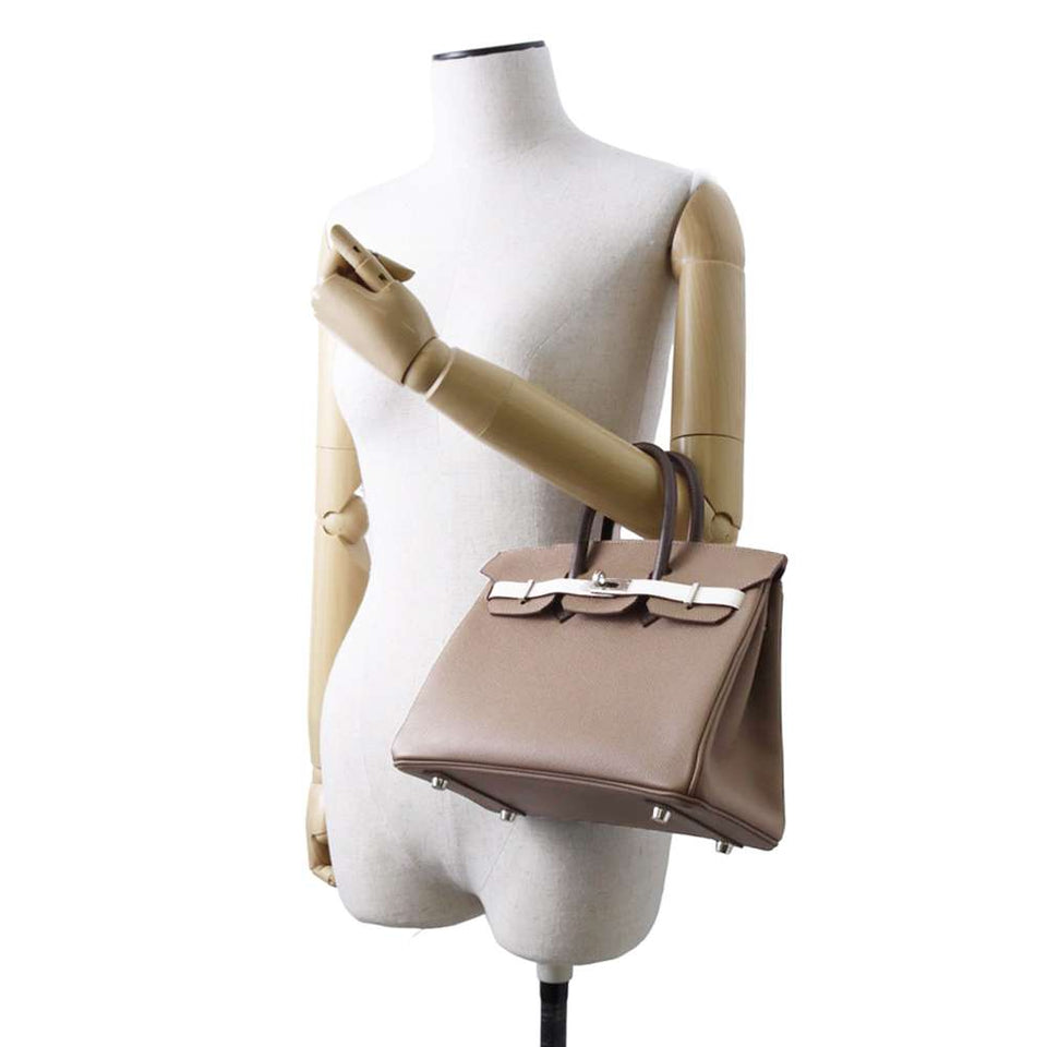 Hermes Birkin tricolor Etoupe/ Grease Pail/ Ebene Epsom Size 25