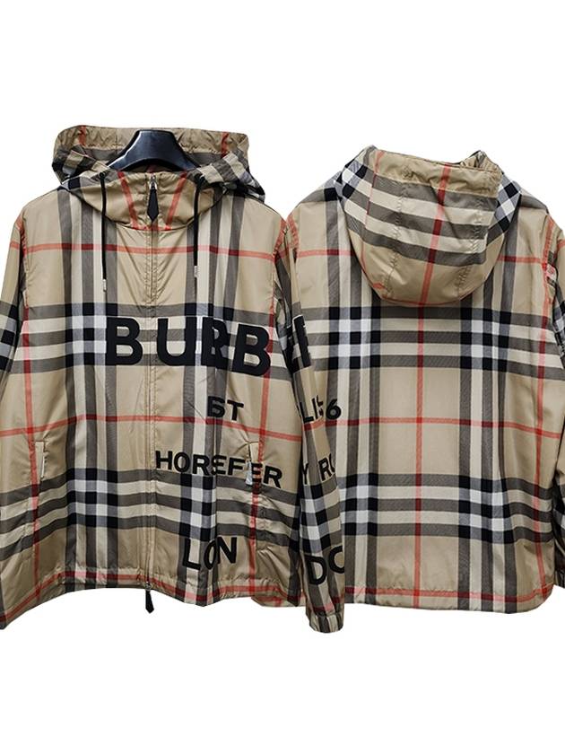 Luxury Burberry Men's Horseferry Print Check Hoodie Zip-up Beige