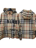 Luxury Burberry Men's Horseferry Print Check Hoodie Zip-up Beige