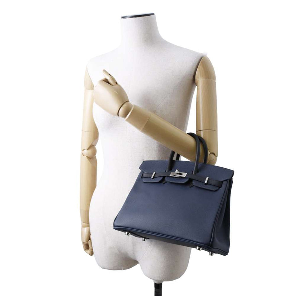 Hermes Birkin tricolor Blue de Prusse/ Blue Indigo/ Black Epsom Size 25