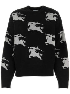 Luxury Burberry EKD Cotton Silk Jacquard Knit Top Black