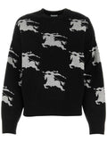 Luxury Burberry EKD Cotton Silk Jacquard Knit Top Black
