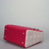 Christian Dior Lady Dior Bag Cannage Medium Handbag in Lambskin Leather  Red White