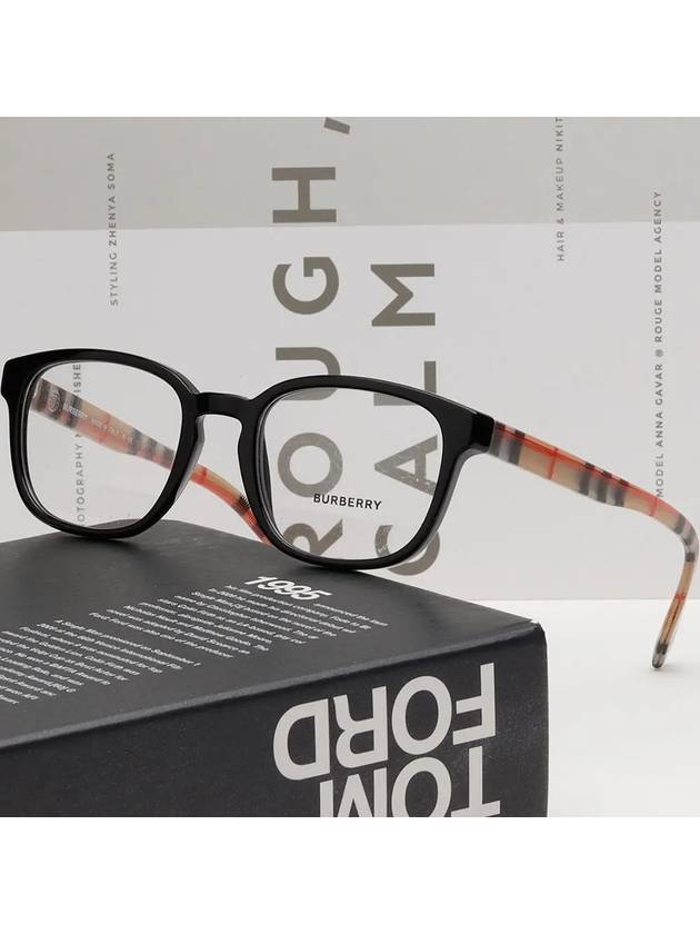 Luxury Burberry Eyewear Vintage Check Temple Square Eyeglasses Black