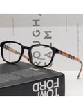 Luxury Burberry Eyewear Vintage Check Temple Square Eyeglasses Black
